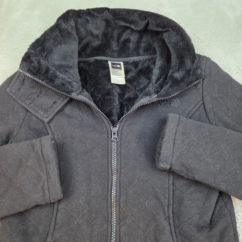 The North Face Quilted Jacket Womens S Quilted Fleece‎ Lined Funnel Neck Black
